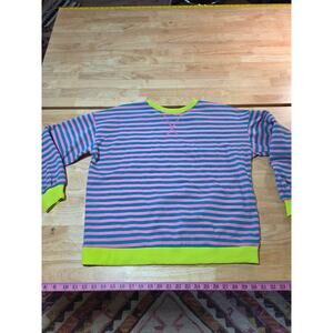 Neon pink grain and blue viral striped sweatshirt viscose blends small